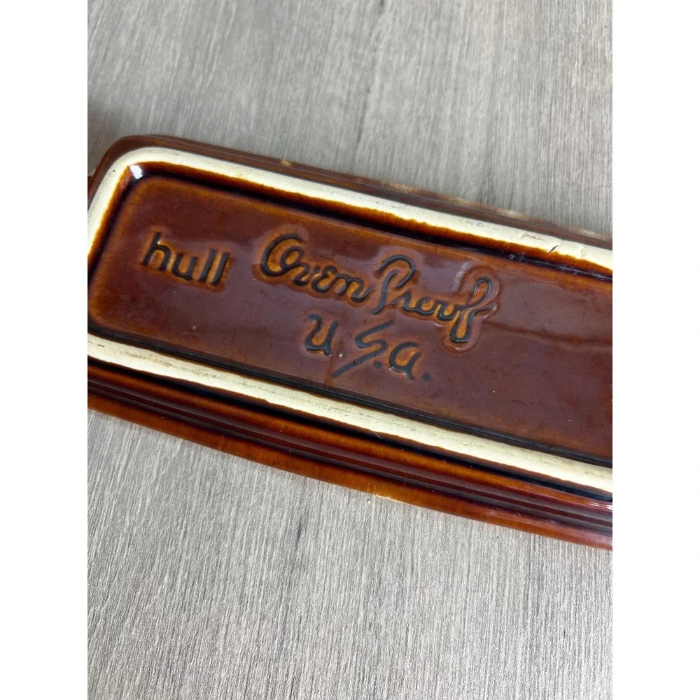 Vintage Hull Brown Drip Glaze Butter Dish USA pottery